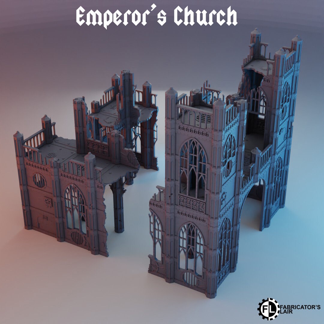 Gothic Ruins Set #3 Cathedral - Wargaming Terrain 28mm - Large Bundle Set or Individual - Printed on FDM Bambu Lab X1 Carbon (Custom Order)