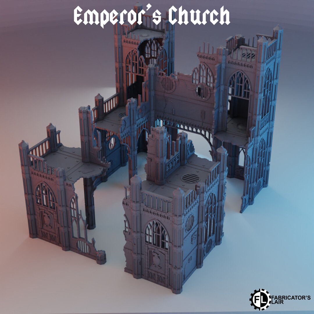 Gothic Ruins Set #3 Cathedral - Wargaming Terrain 28mm - Large Bundle Set or Individual - Printed on FDM Bambu Lab X1 Carbon (Custom Order)