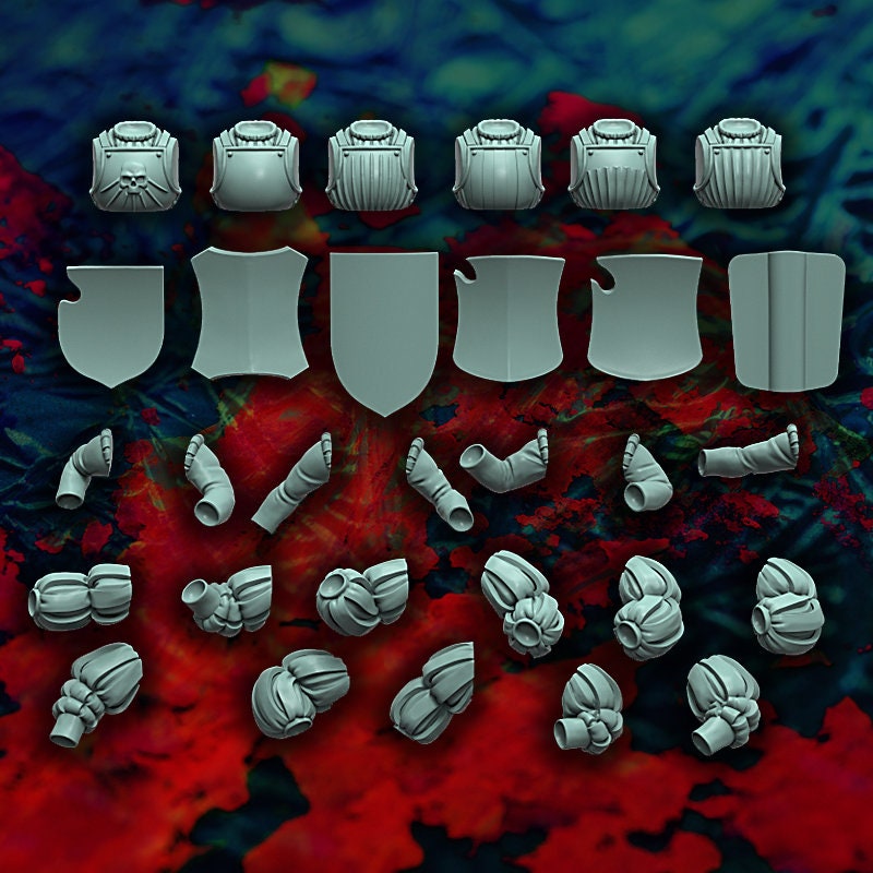 HRE - Landsknecht Handweapon and Shield x10 - Reptilian Overlords (Custom Order)