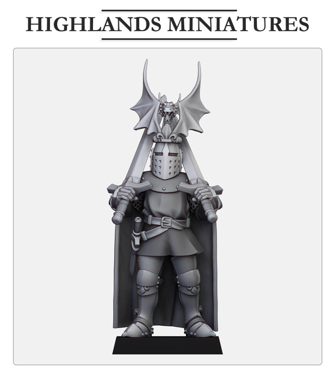Highland Miniatures - Dismounted Sir Jaume with dual swords - Fantasy / D&D (Custom Order)