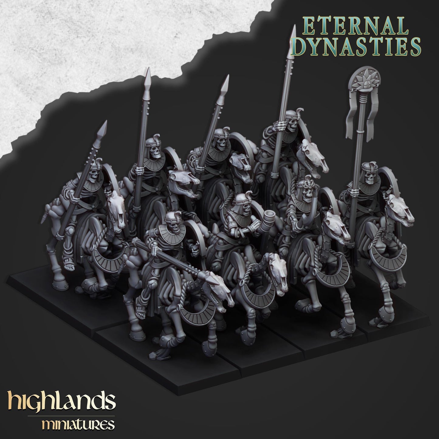 Highland Miniatures Ancient Skeletal Cavalry with Spears or Bows - Fantasy / D&D (Custom Order) - product image 2 of 2