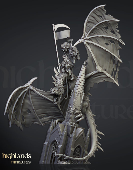 Highland Miniatures Transilvanya Ezekiel, Lord Necromancer on Flying Monster - Fantasy / D&D (Custom Order) - product image 2 of 4