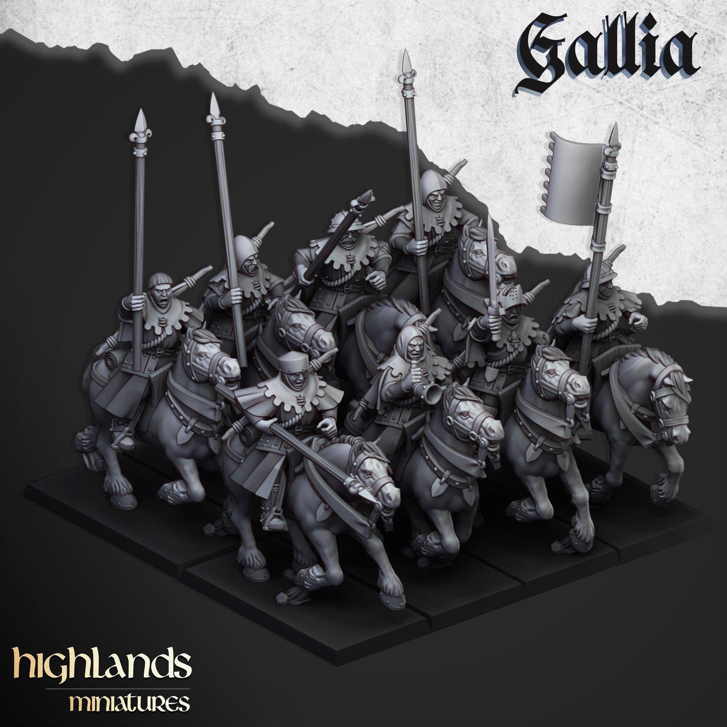Highland Miniatures Mounted Men at Arms - Fantasy / D&D (Custom Order) - product image