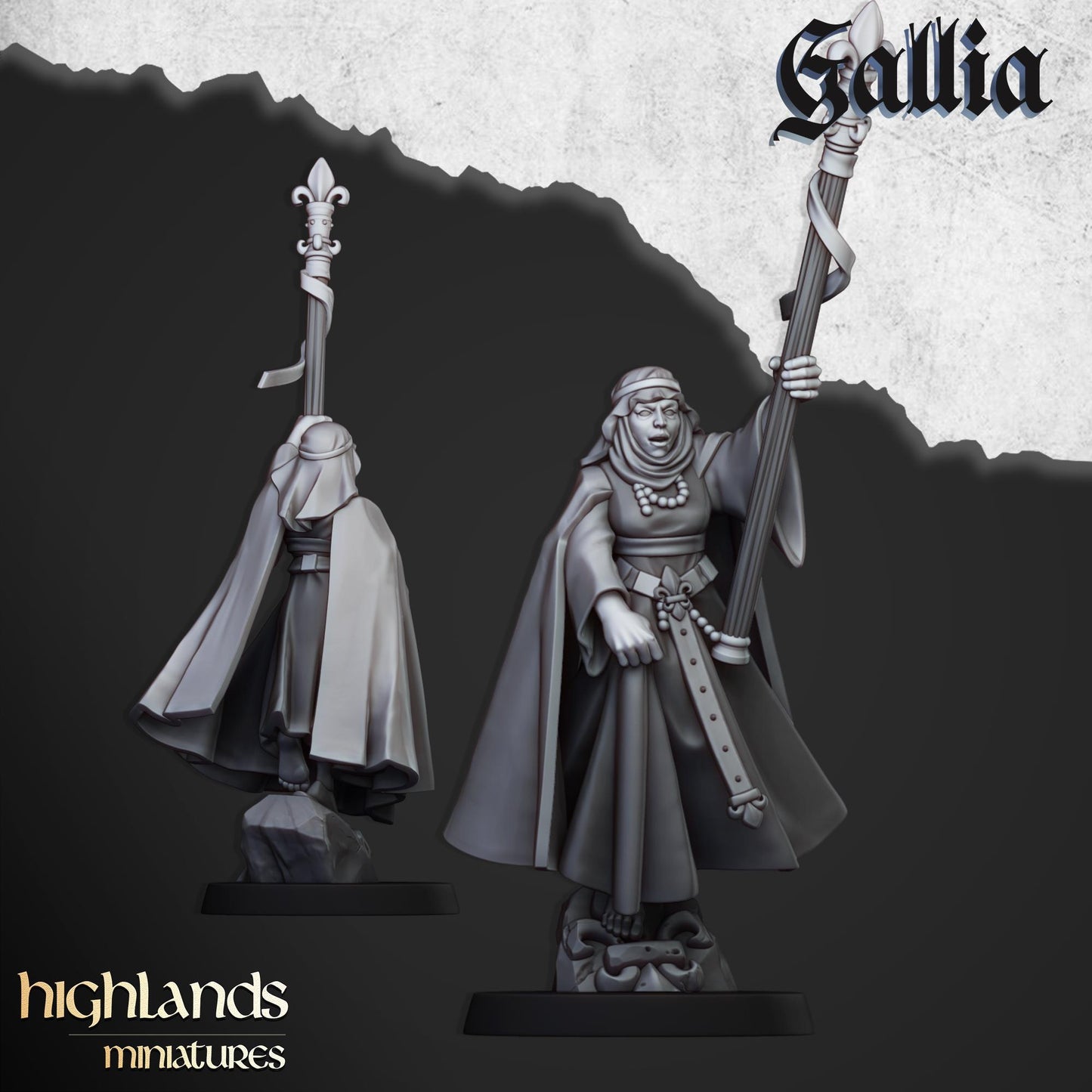 Highland Miniatures - Damsel of Gallia on Foot - Fantasy / D&D (Custom Order)