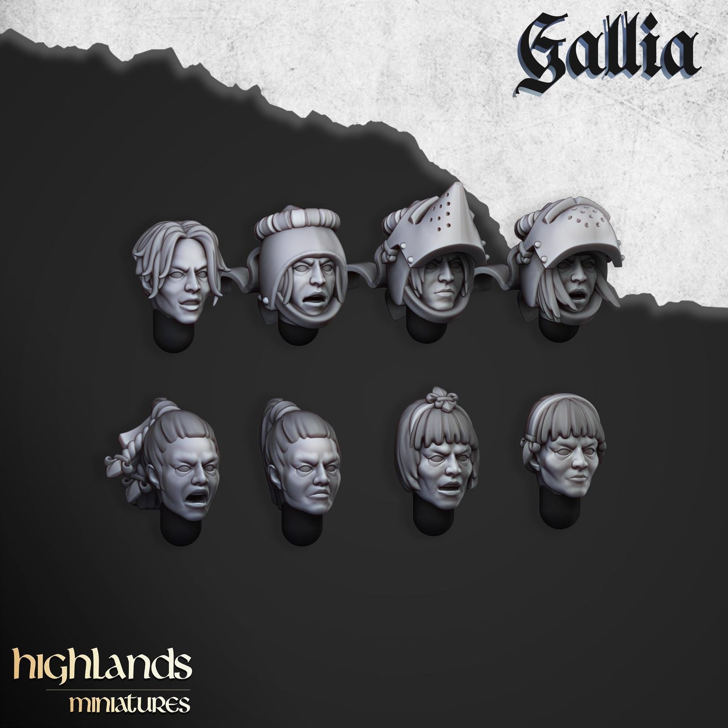Highland Miniatures Female Gallia Heads - Fantasy / D&D (Custom Order) - product image