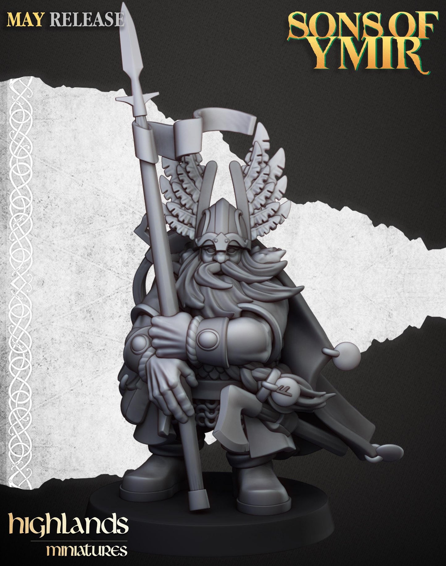 Highland Miniatures Dwarf Mountain Lord / BSB Battle Standard Bearer - Fantasy / D&D (Custom Order) - product image