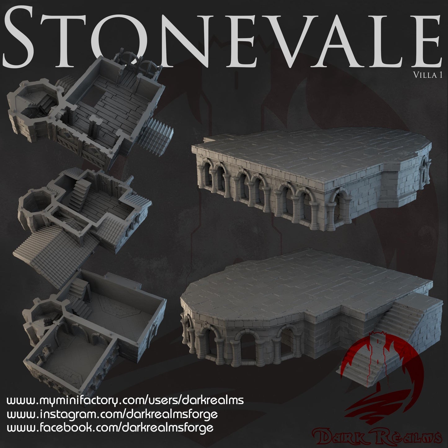 Dark Realms Stonevale - Villa 1 - Printed on FDM Bambu Lab X1 Carbon (Custom Order) - product image 2 of 2