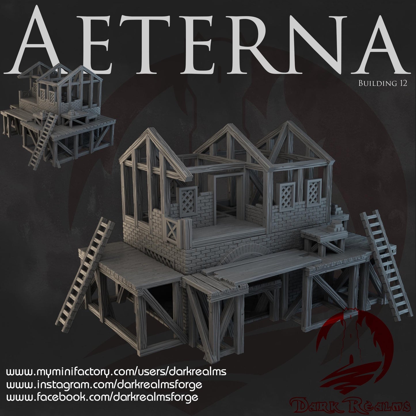 Dark Realms City of Antiquity - Aeterna Building 12 - Printed on FDM Bambu Lab X1 Carbon (Custom Order) - product image