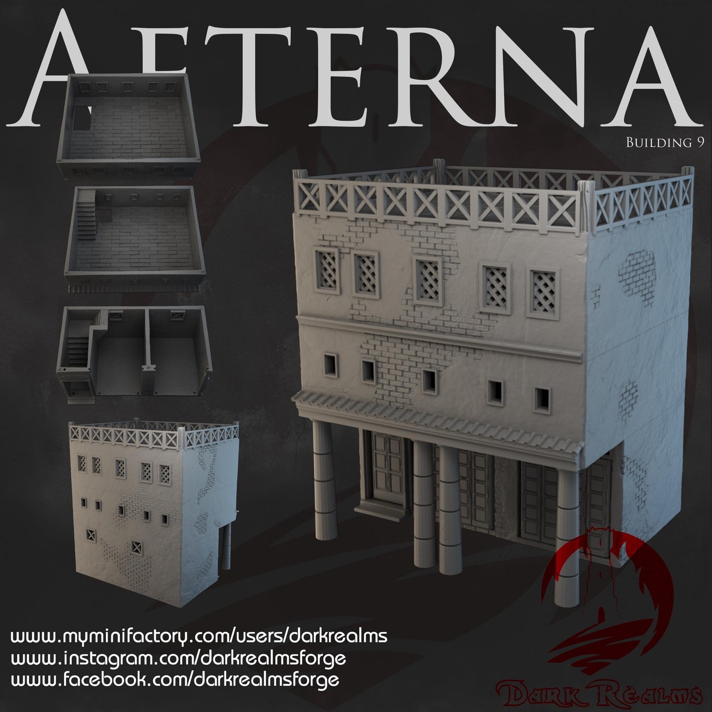 Dark Realms City of Antiquity - Aeterna Building 9 - Printed on FDM Bambu Lab X1 Carbon (Custom Order) - product image