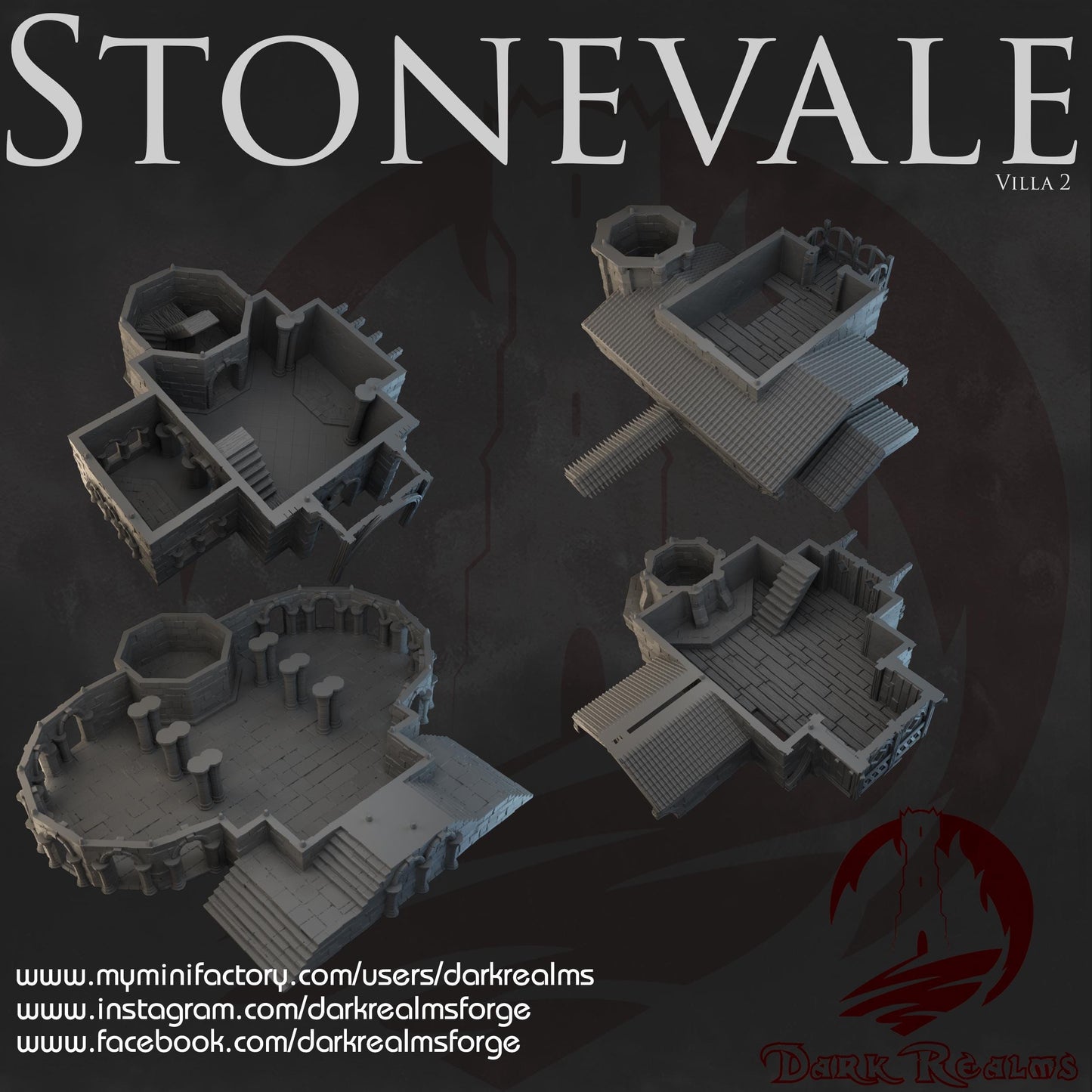 Dark Realms Stonevale - Villa 2 - Printed on FDM Bambu Lab X1 Carbon (Custom Order) - product image 2 of 2