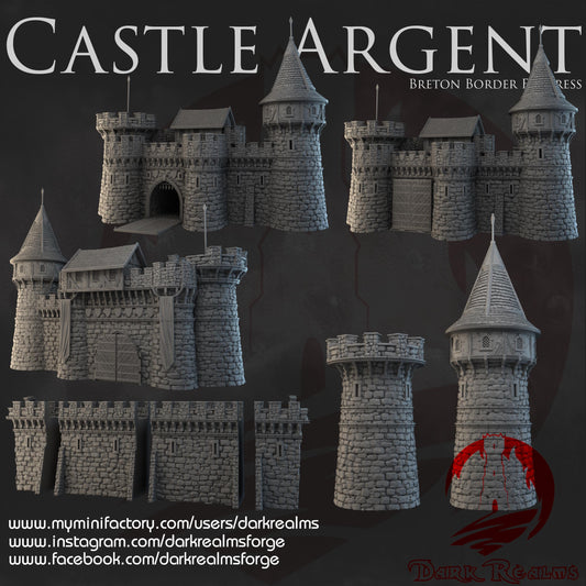 Dark Realms Castle Argent - Gate & Walls Fortress - Printed on FDM Bambu Lab X1 Carbon (Custom Order) - product image 2 of 2