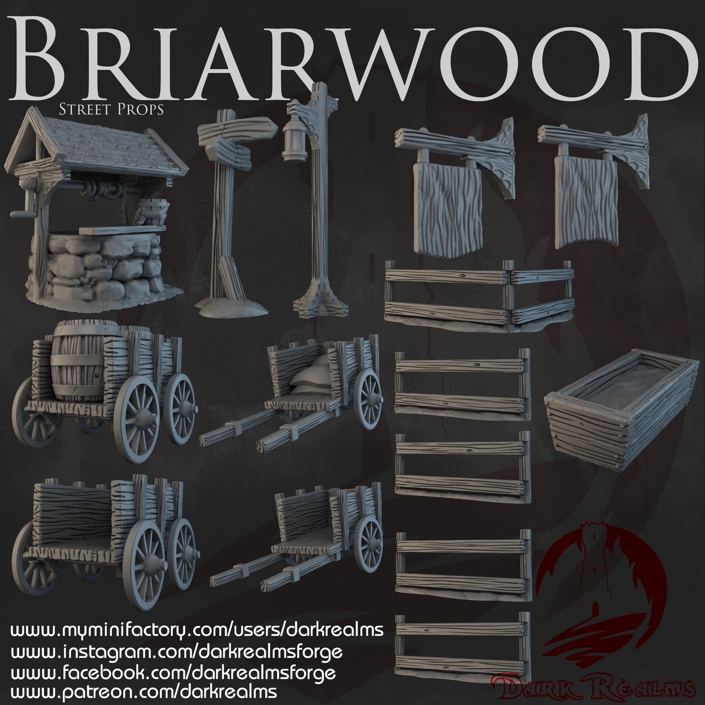 Dark Realms Briarwood - Street Props - Printed on FDM Bambu Lab X1 Carbon (Custom Order) - product image
