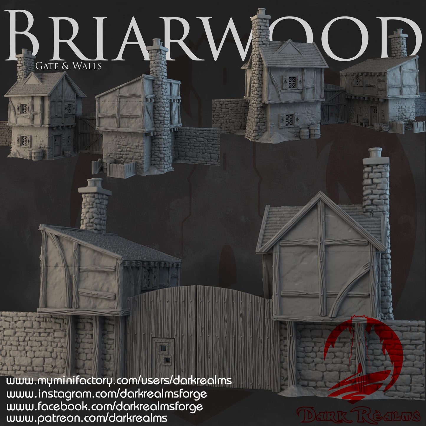 Dark Realms Briarwood - Gate & Walls - Printed on FDM Bambu Lab X1 Carbon (Custom Order) - product image