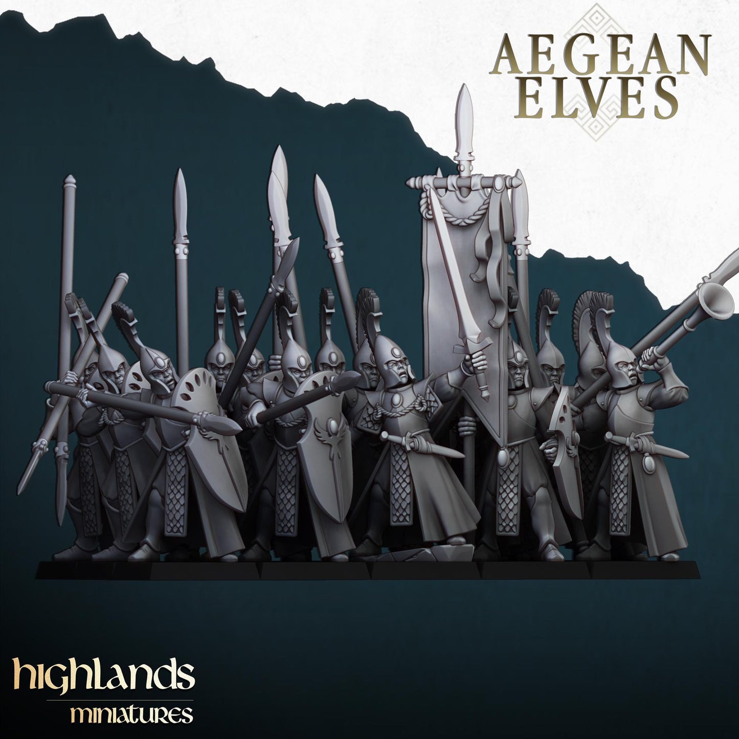 Highland Miniatures Aegean Elves Spearmen - Fantasy / D&D (Custom Order) - product image 2 of 2
