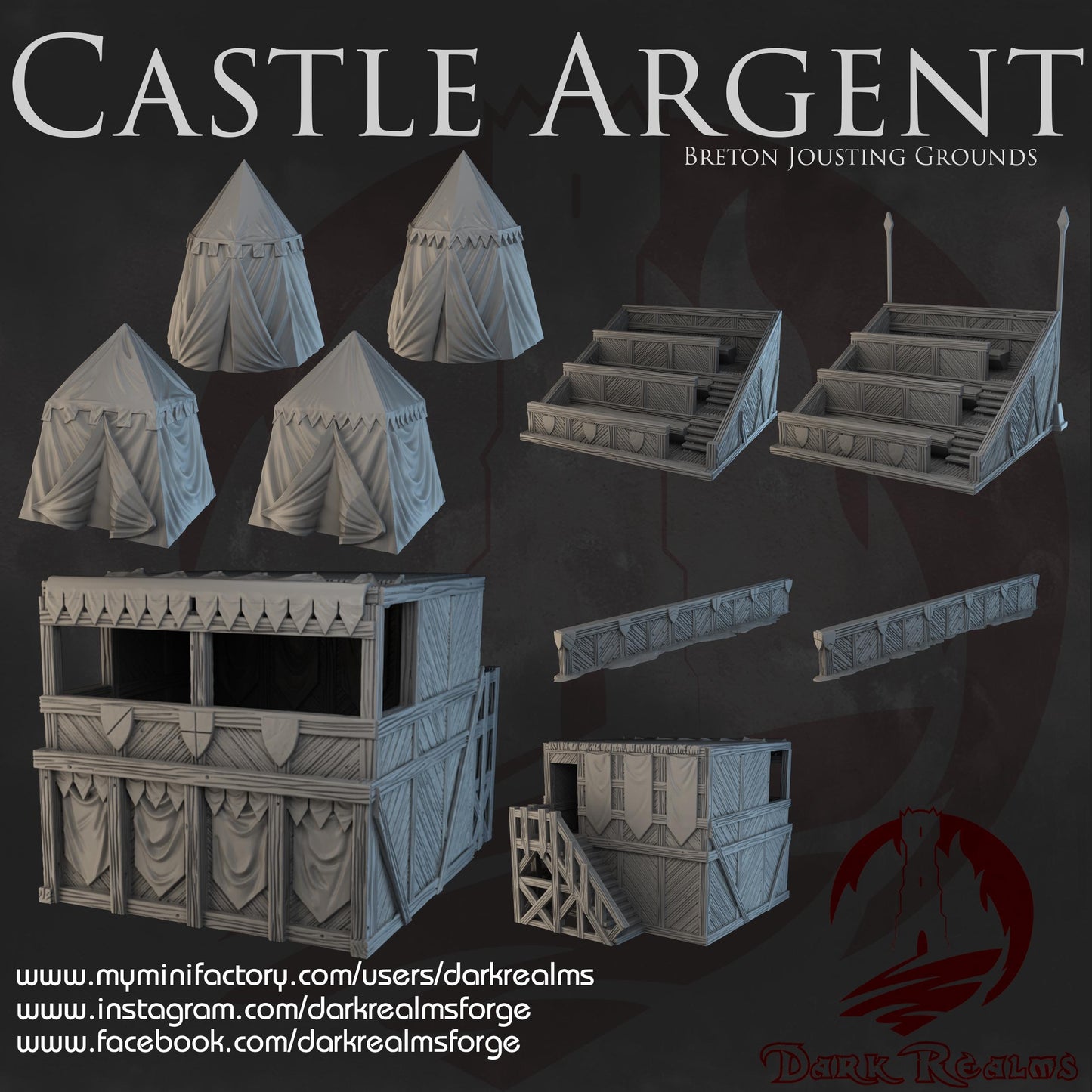 Dark Realms Castle Argent - Breton Jousting Grounds - Printed on FDM Bambu Lab X1 Carbon (Custom Order) - product image