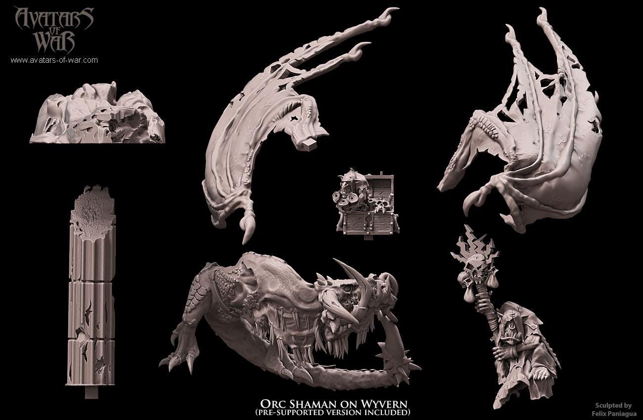 Avatars of War Orc Shaman on Wyvern - Fantasy / D&D (Custom Order) - product image 4 of 4