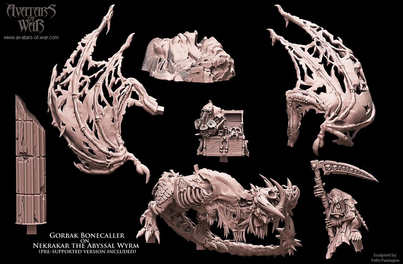 Avatars of War Gorvak Bonecaller on Nekrakar the Abyssal Wyrm - Fantasy / D&D (Custom Order) - product image 3 of 3
