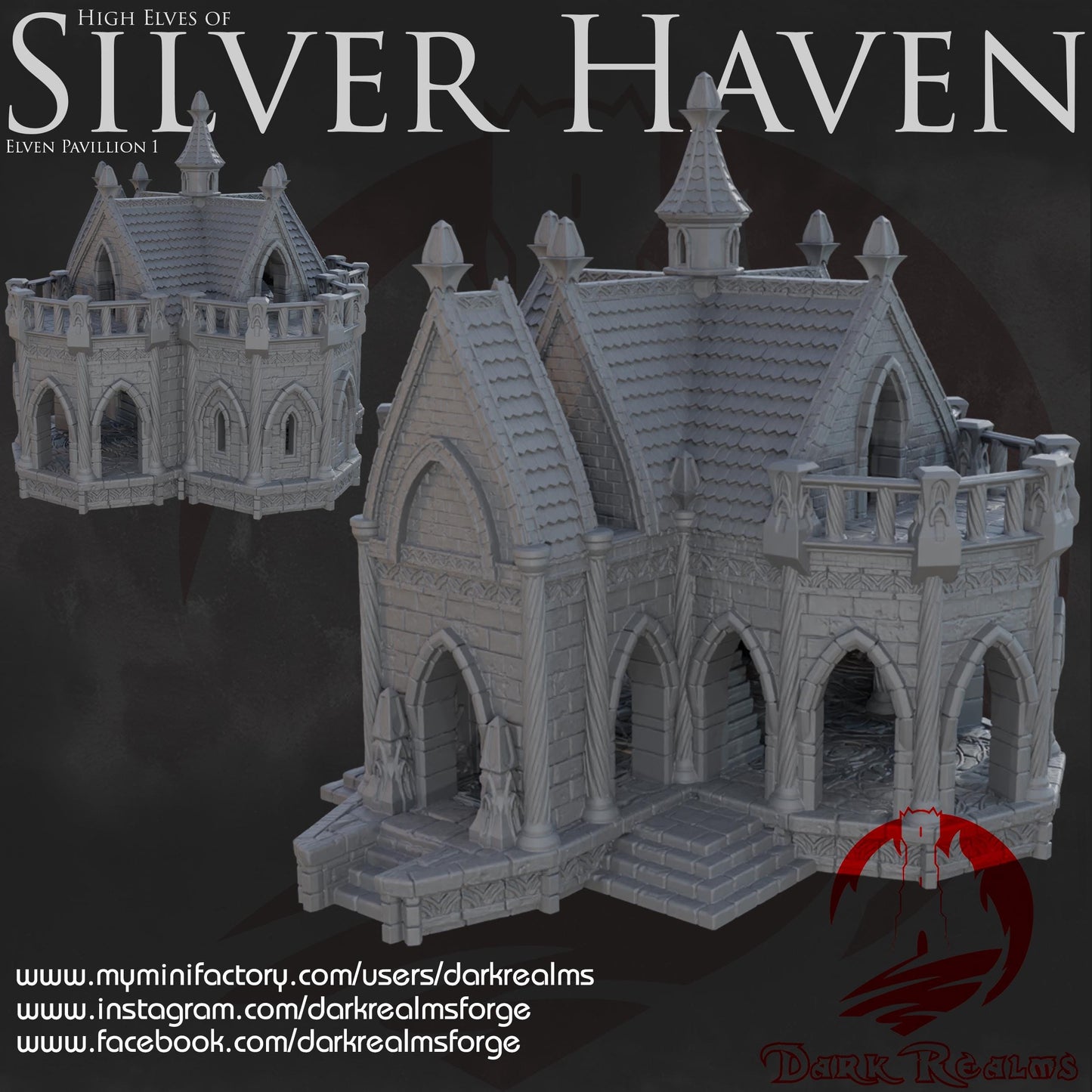 Dark Realms Silver Haven - Pavilion 1- Printed on FDM Bambu Lab X1 Carbon (Custom Order) - product image