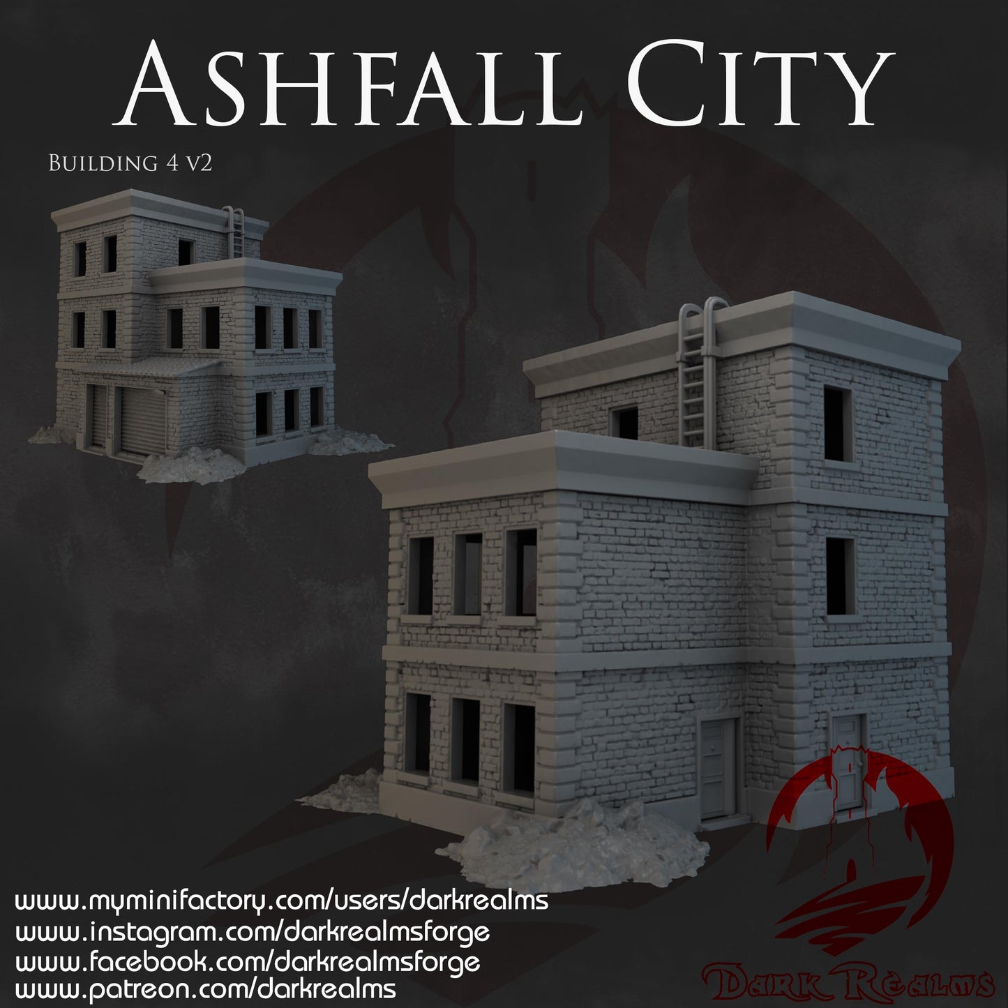 Dark Realms Ashfall City - Building 4 - Printed on FDM Bambu Lab X1 Carbon (Custom Order) - product image