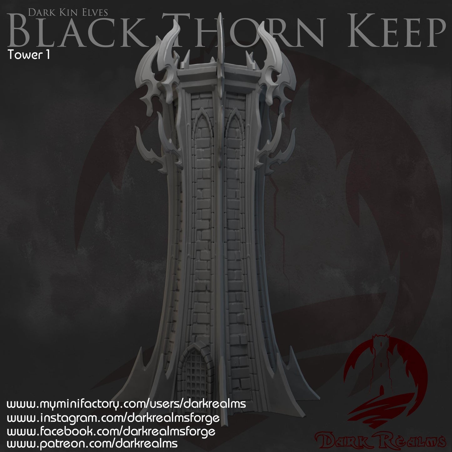 Dark Realms Dark Kin Elves - Tower 1 - Printed on FDM Bambu Lab X1 Carbon (Custom Order) - product image