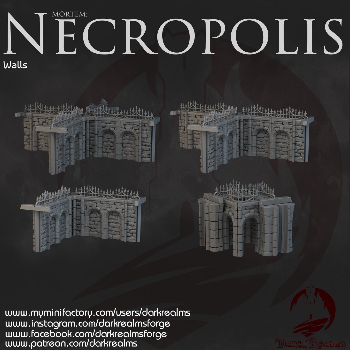 Dark Realms Necropolis - Walls - Printed on FDM Bambu Lab X1 Carbon (Custom Order) - product image 2 of 2