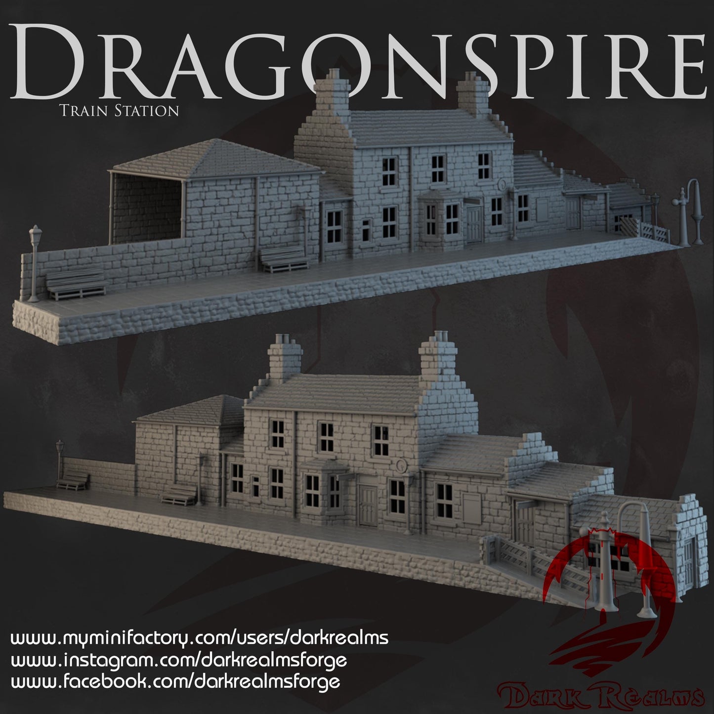 Dark Realms Dragonspire Wizarding School - Train Station - Printed on FDM Bambu Lab X1 Carbon (Custom Order) - product image