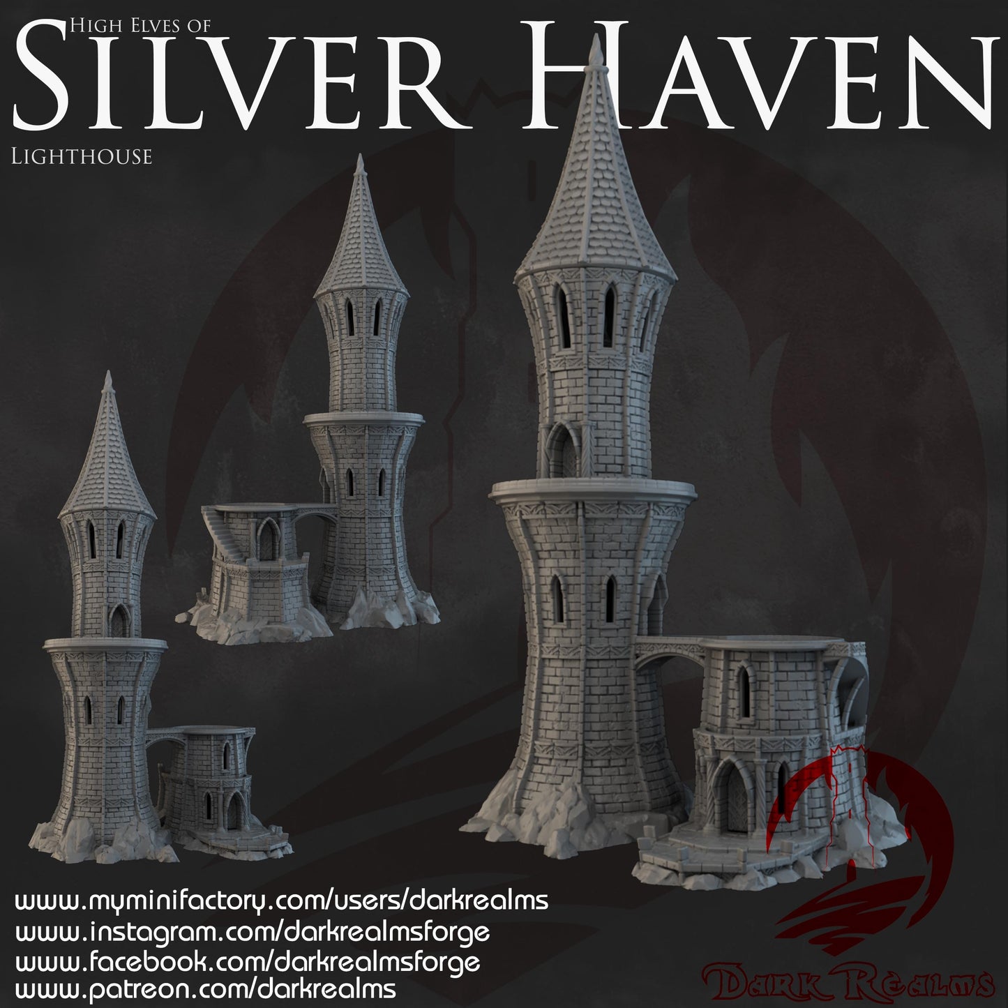 Dark Realms Silver Haven - Lighthouse - Printed on FDM Bambu Lab X1 Carbon (Custom Order) - product image