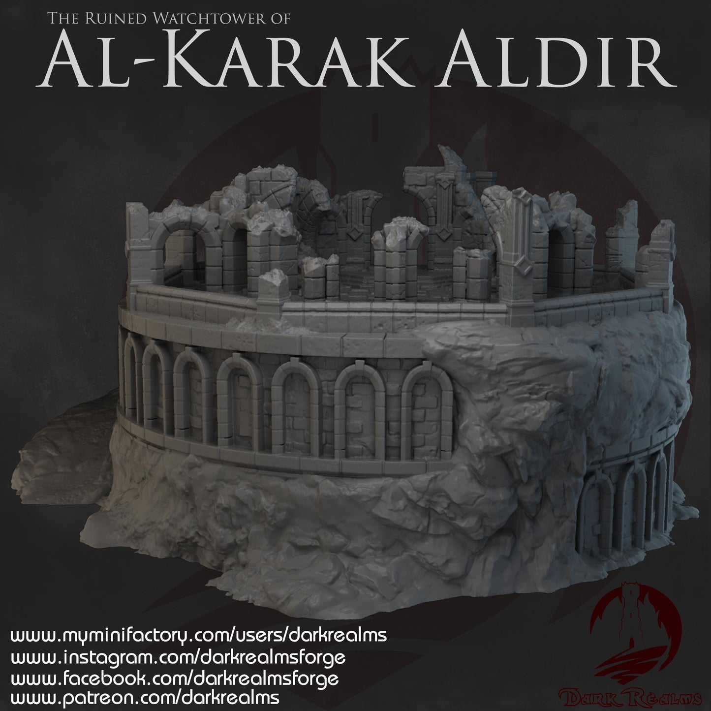 Dark Realms Ruined Watchtower - Al-Karak Aldir - Printed on FDM Bambu Lab X1 Carbon (Custom Order) - product image 9 of 9
