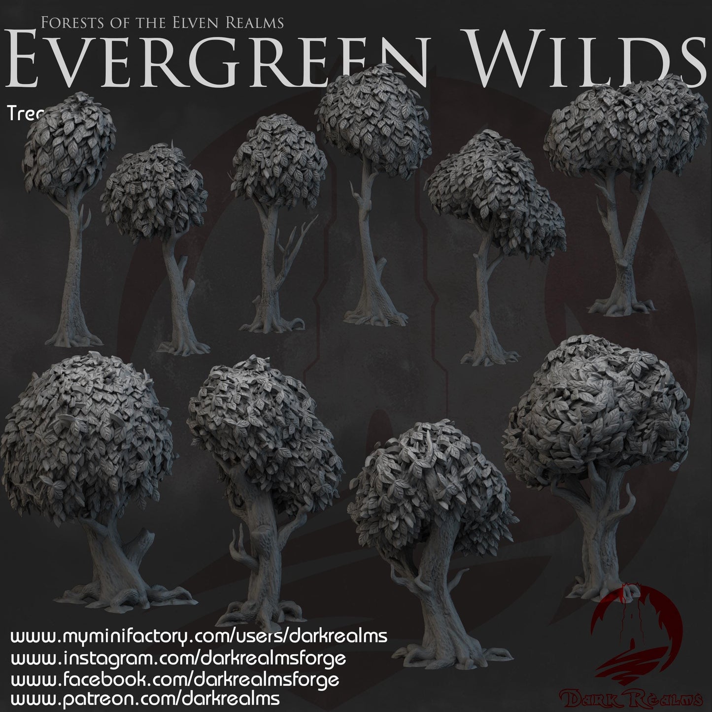 Dark Realms Evergreen Wilds - Trees - Printed on FDM Bambu Lab X1 Carbon (Custom Order) - product image 2 of 2