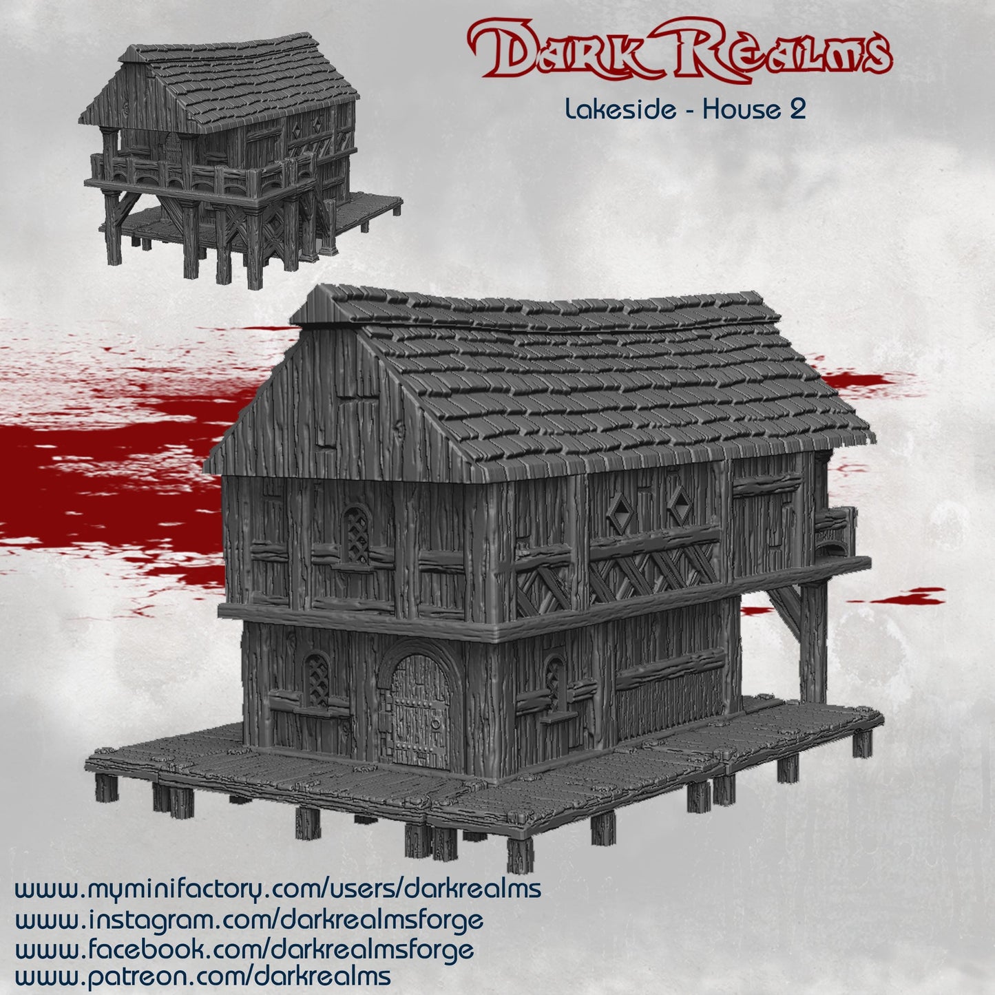Dark Realms Fantasy Scenery - Lakeside House 2 - Printed on FDM Bambu Lab X1 Carbon (Custom Order) - product image