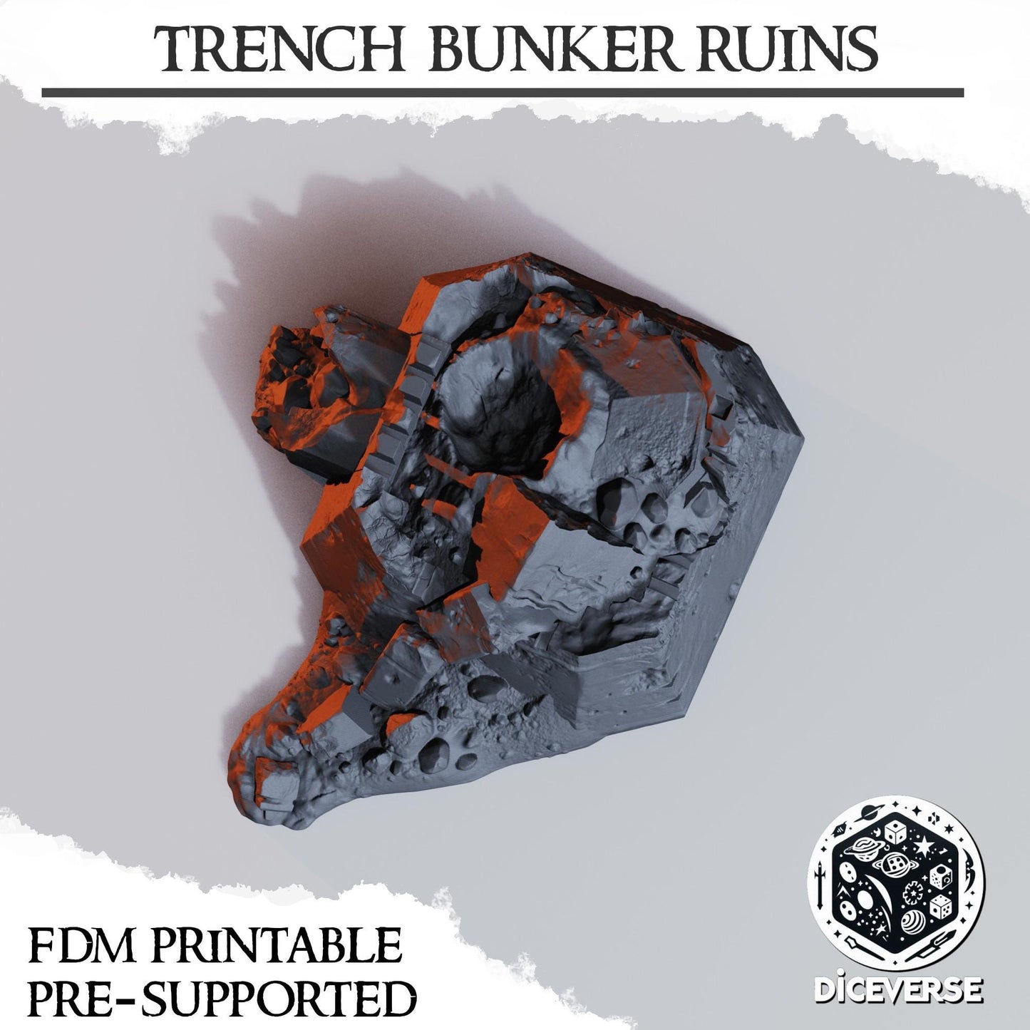 Diceverse Trench Terrain: Bunker Ruins - Trench Compatible (Custom Order) - product image 3 of 3