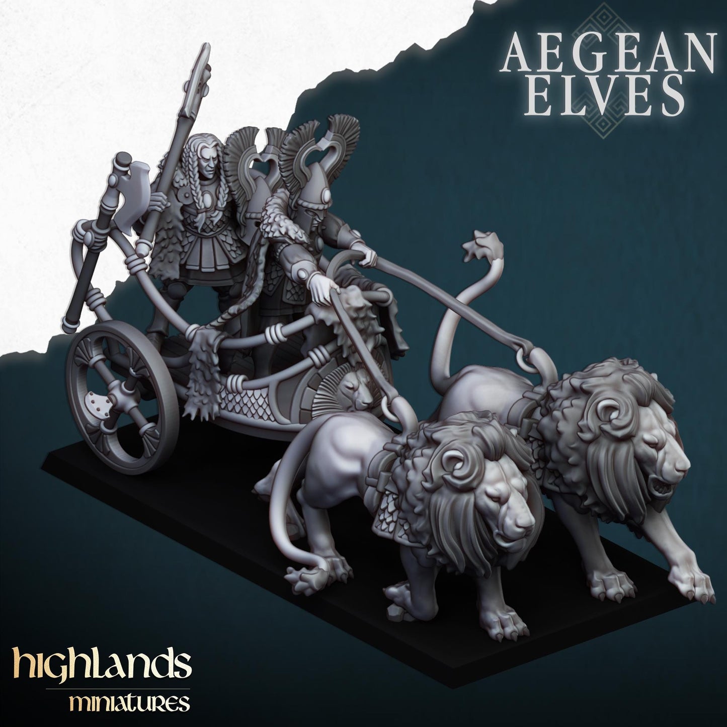 Highland Miniatures Aegean Nemean Lions Chariot - Fantasy / D&D (Custom Order) - product image 3 of 3