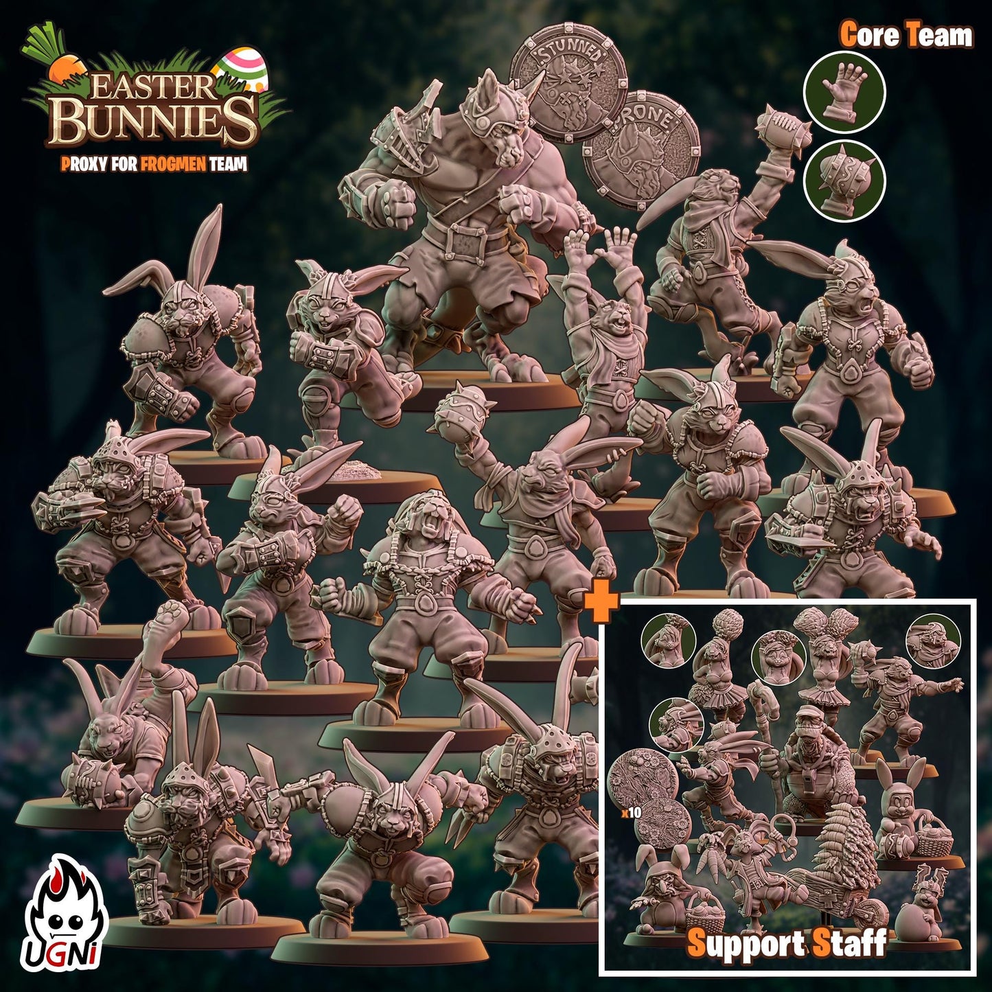 Easter Bunnies (Frogmen proxy) Designed by UGNI Miniatures - Fantasy Football - product image 8 of 8
