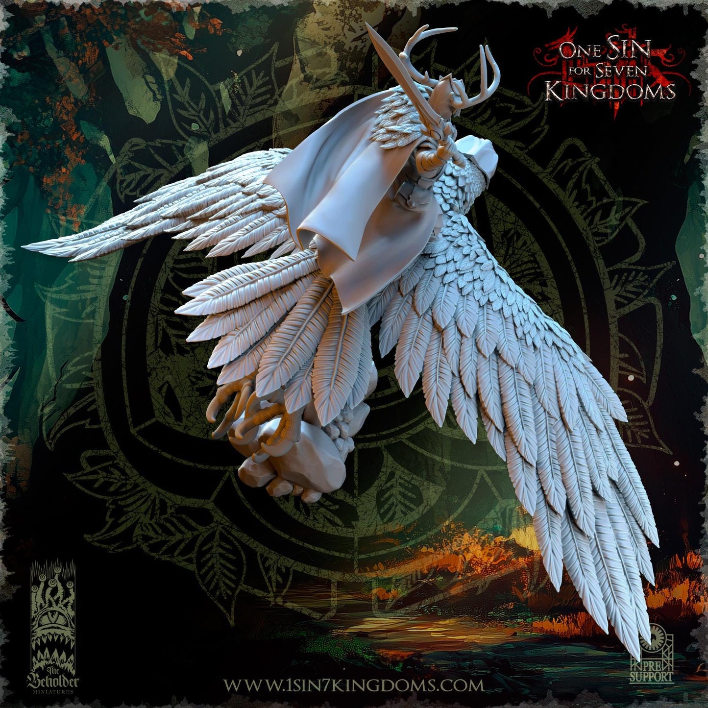 The Beholder Miniatures Faelar, Evergreen Elves Commander on Eagle - Fantasy / D&D (Custom Order) - product image 8 of 8