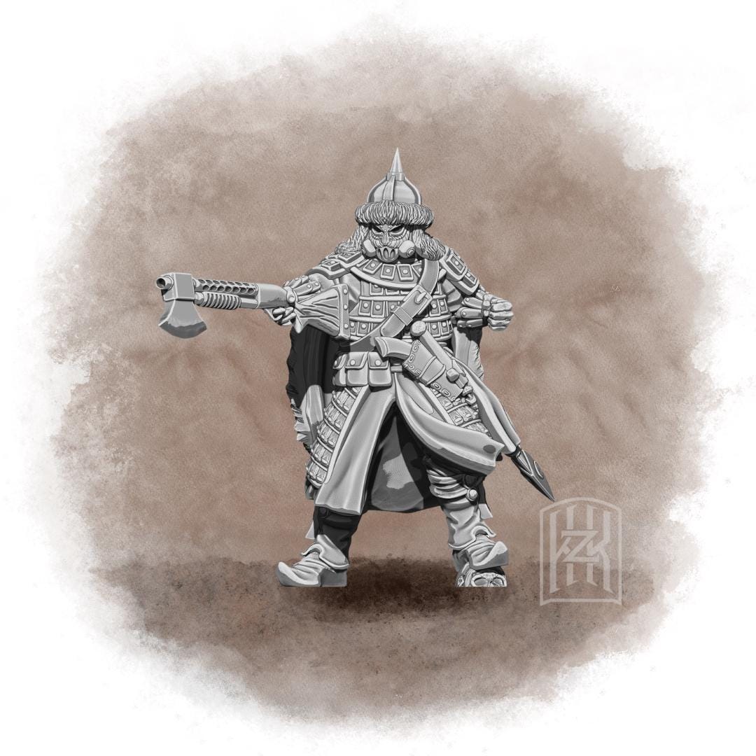 KzK Minis Trench Wars - The Qarīn-Kumun - Keshikten Shotgun and Shield (Custom Order) - product image 3 of 3
