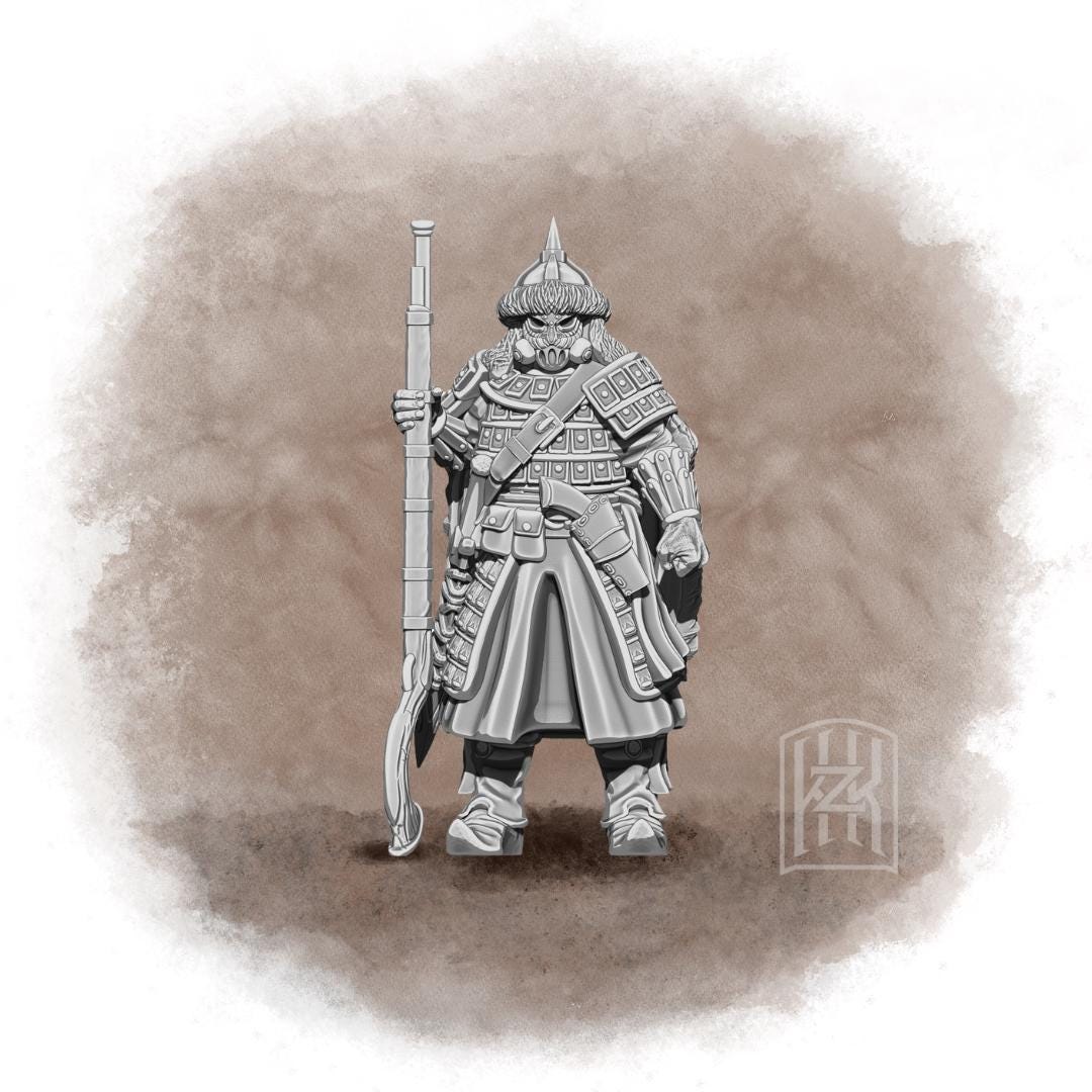 KzK Minis Trench Wars - The Qarīn-Kumun - Keshikten Jezail and Spear (Custom Order) - product image 3 of 3