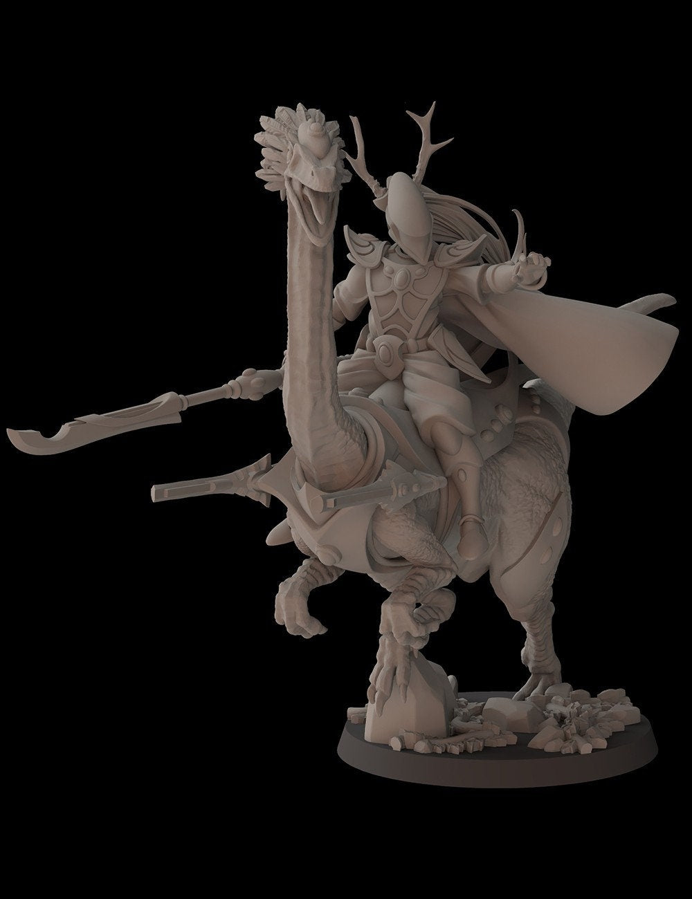 Aeterni Fantasy Cult Miniatures Awakened on Gallimimus (Custom Order)