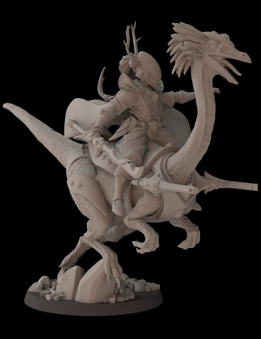 Aeterni Fantasy Cult Miniatures Awakened on Gallimimus (Custom Order)