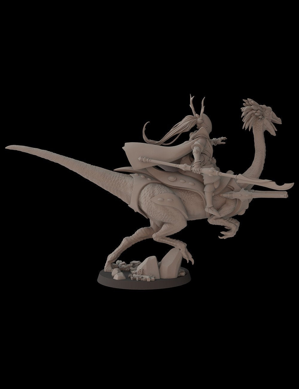 Aeterni Fantasy Cult Miniatures Awakened on Gallimimus (Custom Order)