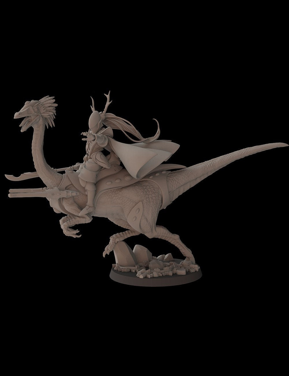 Aeterni Fantasy Cult Miniatures Awakened on Gallimimus (Custom Order)