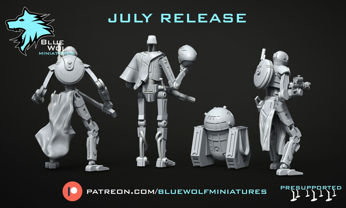 Legion - 3 Bounty Hunters Droids with Astromech (Custom Order) Blue Wolf Miniatures