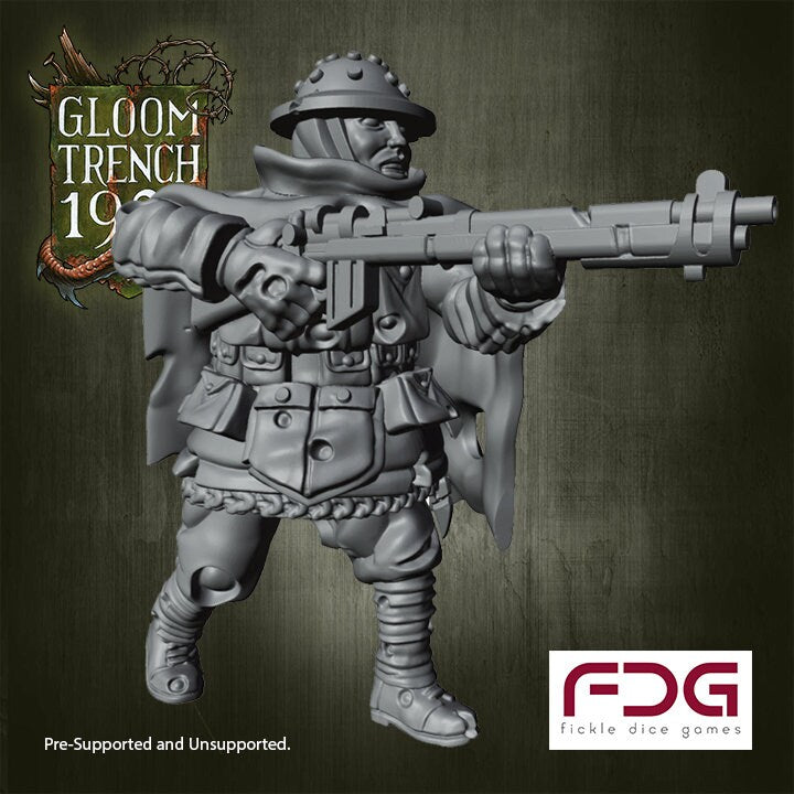 Gloom Trench - British Empire Riflemen Advancing x5 - Fickle Dice Games (Custom Order)