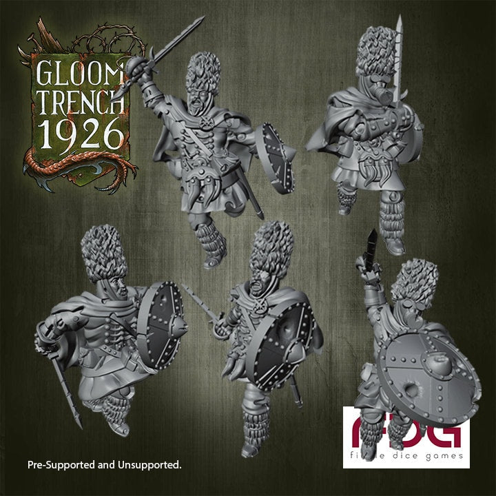 Gloom Trench - British Empire Highlanders with Swords x5 - Fickle Dice Games (Custom Order)