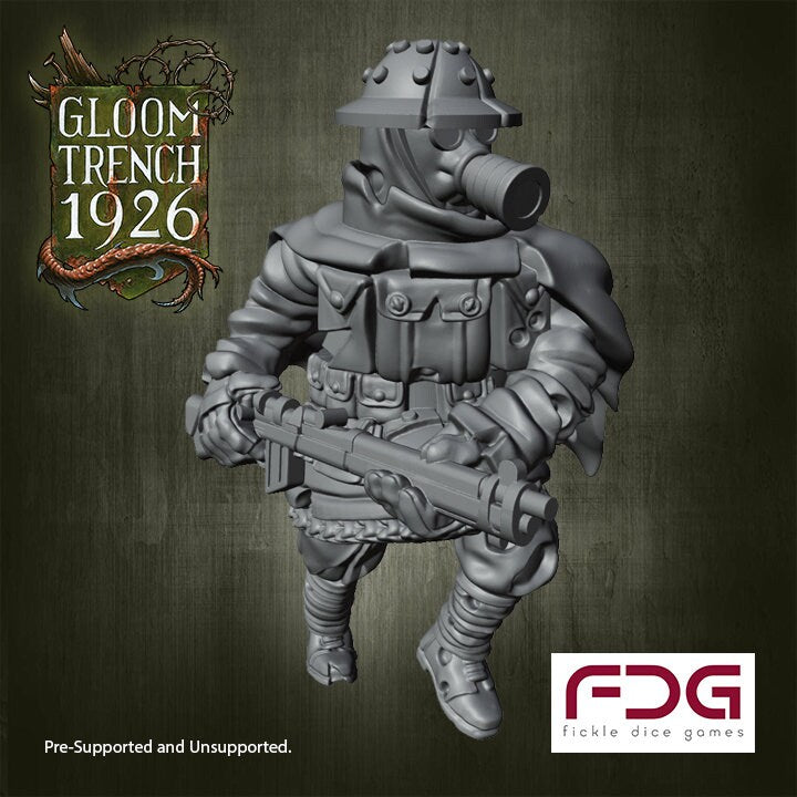 Gloom Trench - British Empire Riflemen Advancing x5 - Fickle Dice Games (Custom Order)