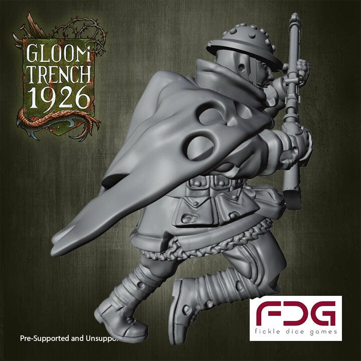 Gloom Trench - British Empire Riflemen Advancing x5 - Fickle Dice Games (Custom Order)