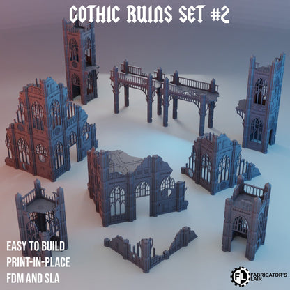 Gothic Ruins Set #2 - Wargaming Terrain 28mm - Large Bundle Set or Individual - Printed on FDM Bambu Lab X1 Carbon (Custom Order)