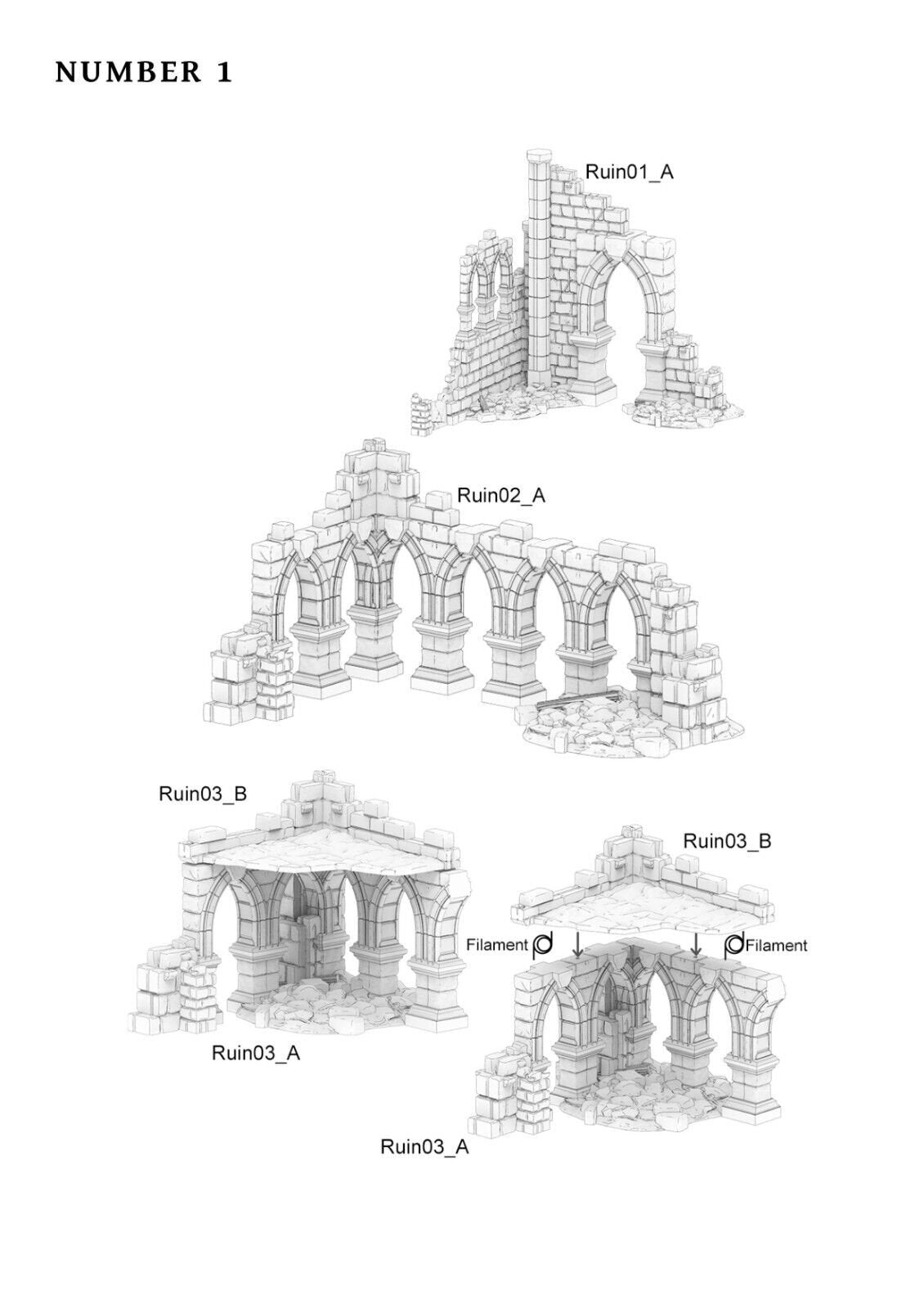 Frost Guard Ruins Wargaming Terrain 28mm - Printed on FDM Bambu Lab X1 Carbon (Custom Order) - product image 4 of 8