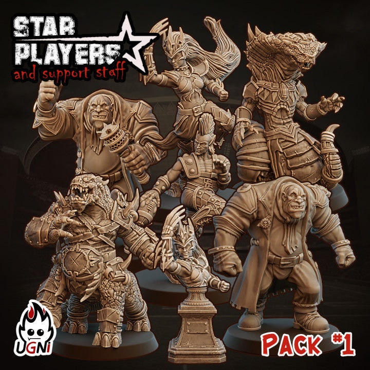 Star Player Pack #1 Star Player - Designed by UGNI Miniatures - Fantasy Football - product image 1 of 8