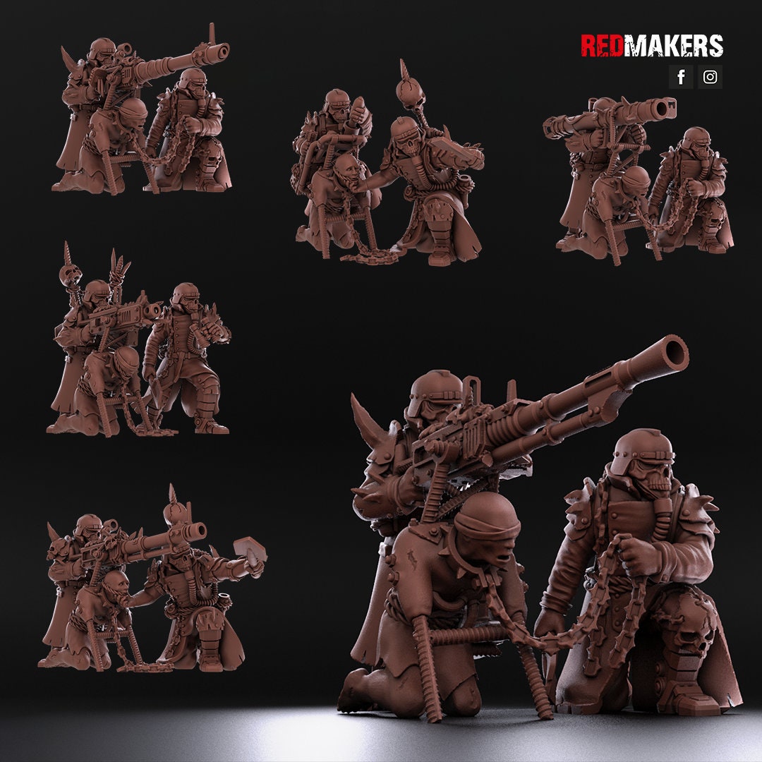 Red Makers Renegade Death Squad Heavy Weapon Teams x3 - Heretics (Custom Order) - product image 5 of 10