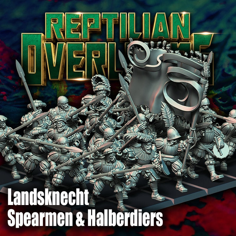 HRE Landsknecht Spearmen and Halberdiers x10 - Reptilian Overlords (Custom Order) - product image 1 of 10